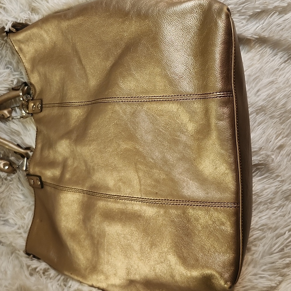 PLINIO VISONA metallic Gold 100% leather tote